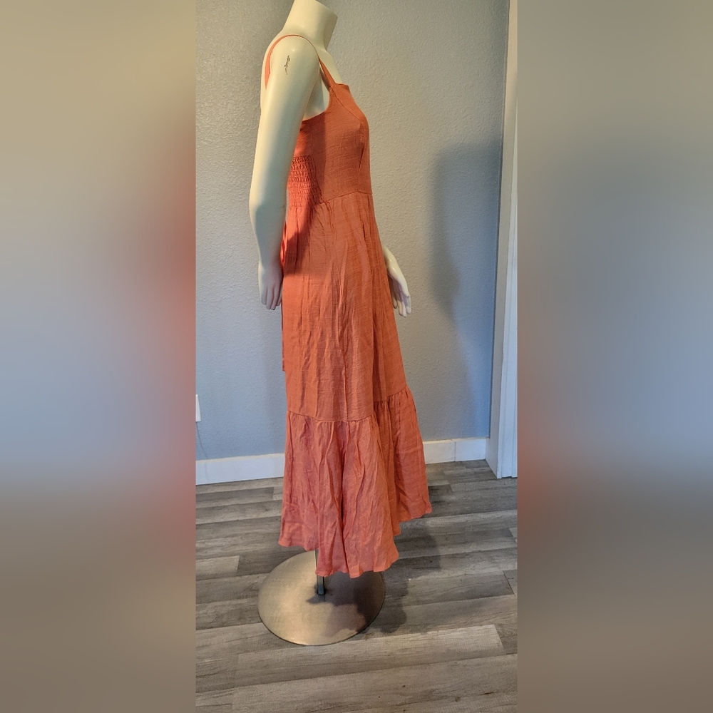 TAYLOR PAPAYA ORANGE Long DRESS SIZE 2 Ruffled Sundress Spaghetti Strap - Picture 13 of 16
